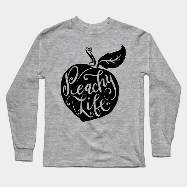 Peachy Life Peach Artwork Graphic Illustration Long Sleeve T-Shirt by DoubleBrush